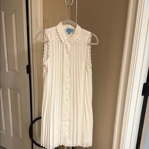 CeCe Ivory Pleated Sleeveless Dress